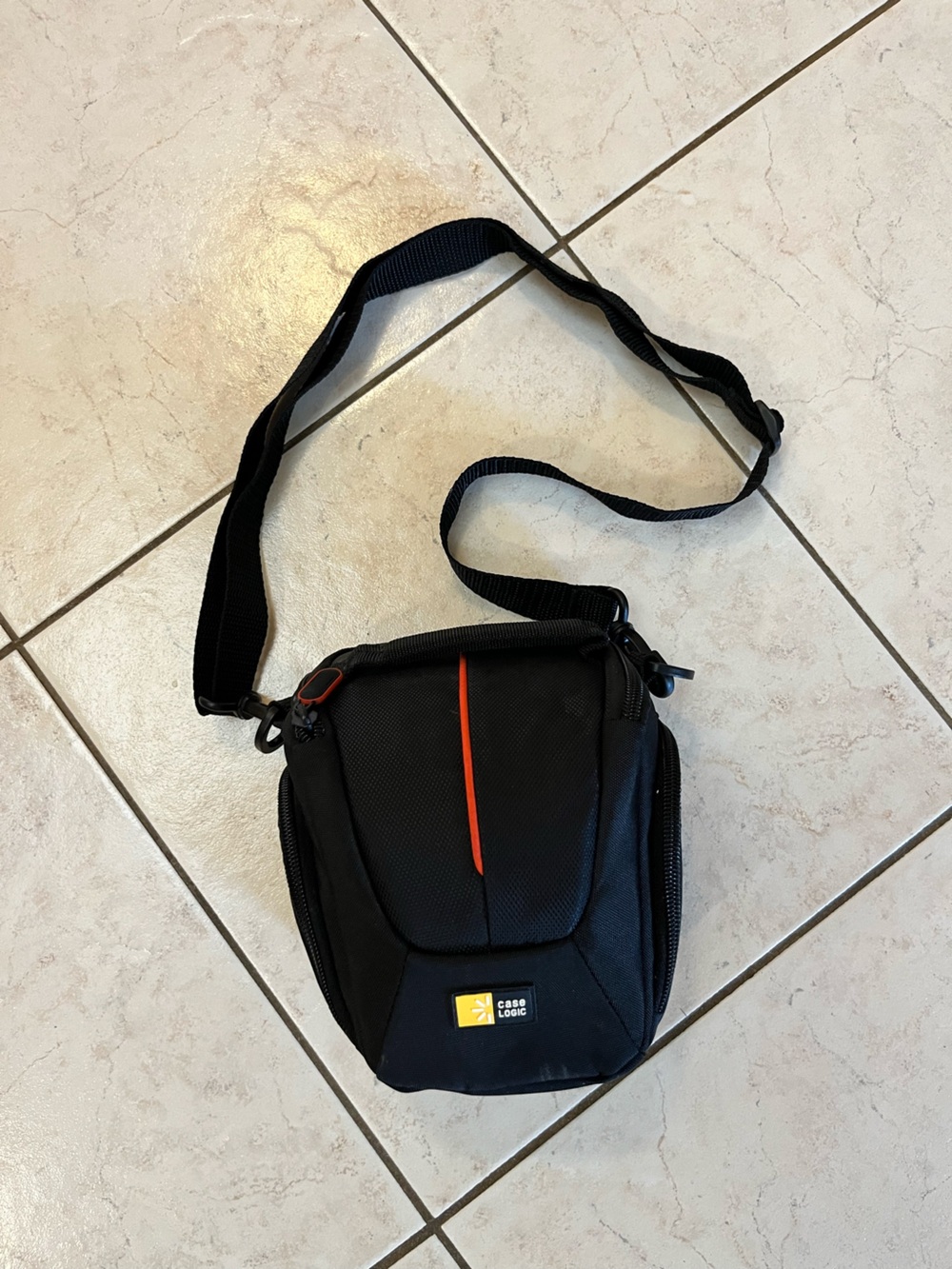 Black Crossbody Sling Bag with Red Accent - Men